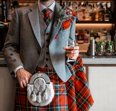 Groom in Kilt at Piersland House in Troon